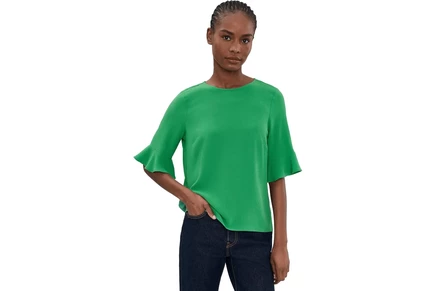 Блузка CeCe Elbow Ruffle Cuff Crew Neck Blouse