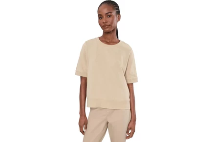 Женская футболка Eileen Fisher Garment Dyed Terry Crew Neck Short Sleeve Sweatshirt