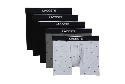 Мужские боксеры-брифы Lacoste 5-pack, черно-серые