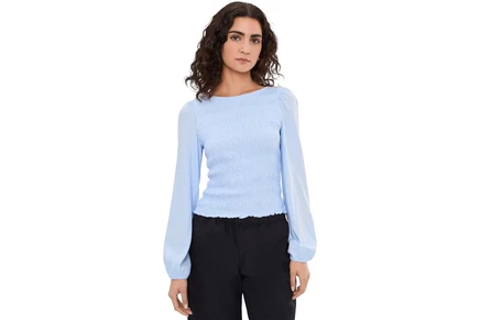Женский топ Madewell Smocked Boatneck, хлопок, небесно-голубой