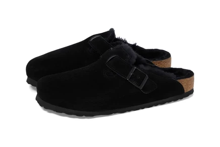 Унисекс сабо Birkenstock Boston Shearling, черные замшевые
