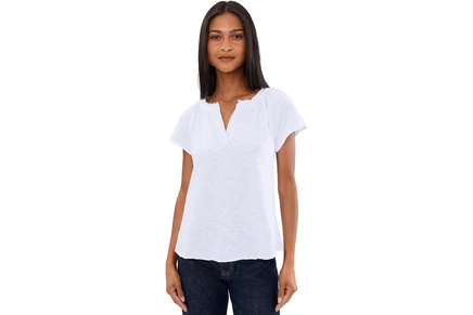 Женский топ Mod-O-Doc Ruffle Henley, белый