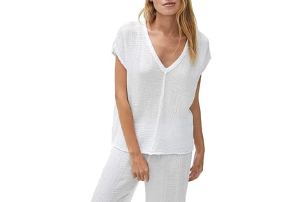 Женская футболка Michael Stars Draya Double Gauze V-Neck Tee
