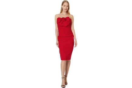 Платье Betsy & Adam Short Scuba Crepe Strapless Flower
