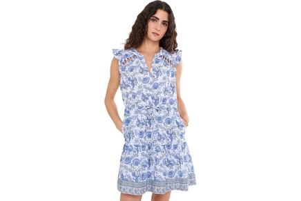 Женское платье Vineyard Vines Abigail Mini, белое, цветы