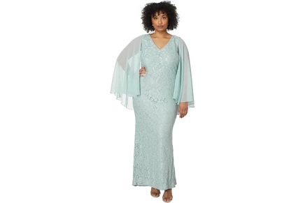Платье Betsy & Adam Plus Size Long Lace Capelet