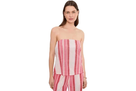 Beach Riot Celeste Strapless Top bubblegum stripe
