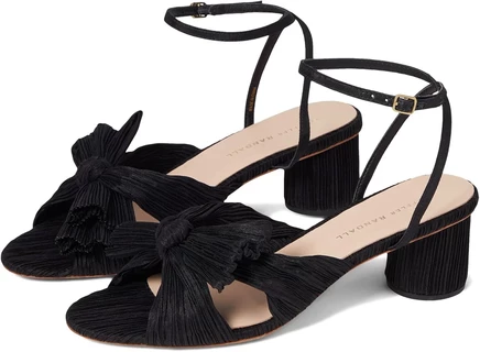 Loeffler Randall Dahlia Pleated Knot Mule with Ankle Strap black 1