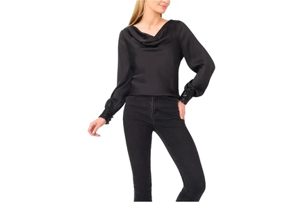 Топ CeCe Long Sleeve Satin Cowl Neck Top