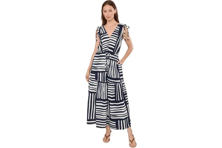 Платье Calvin Klein Sleeveless V-Neck Striped Gauze Midi