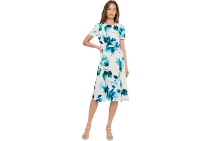Платье Calvin Klein Short Sleeve Linen Floral Aline Dress