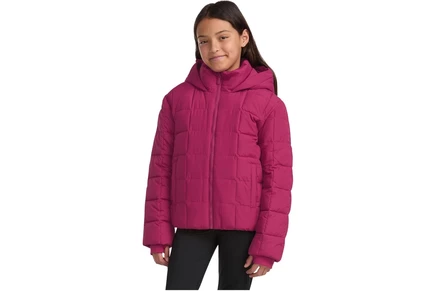 Детская стеганая куртка Abercrombie Kids Midweight, магентовая