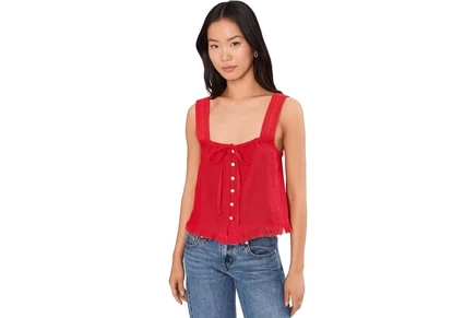 Женский топ Faherty Sunny Top льняной с кружевом, красный