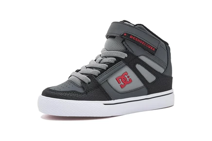 Детские кеды DC Pure High-Top, серо-чёрно-красные