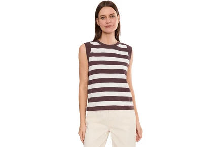 Faherty Sunwashed Slub Muscle Tank chocolate stripe