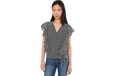 Женская блуза Liverpool Los Angeles Draped Front, в черно-белую клетку