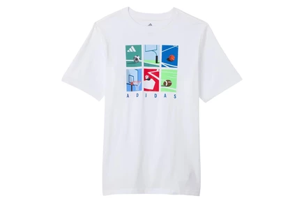 Мужская рубашка adidas Kids Multi Sport Grid Tee (Big Kid) white/multi