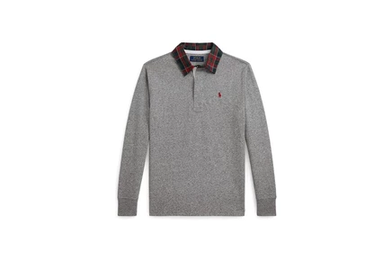 Детская рубашка регби Polo Ralph Lauren Kids, серо‑кремовая