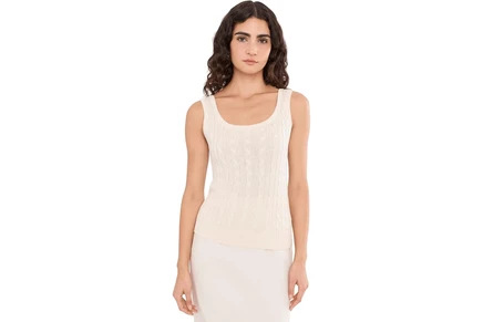 Lauren Ralph Lauren Cable Cotton-Blend Sleeveless Sweater mascarpone cream