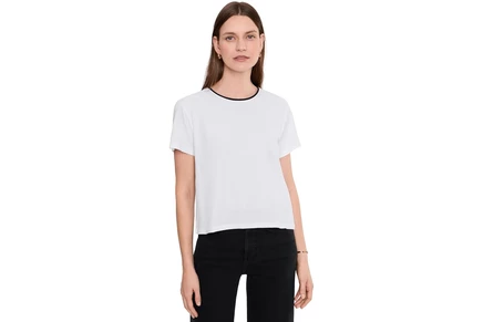 Женская футболка Lilla P Contrast Roll Relaxed Crew, белая