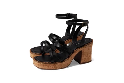 Женские босоножки Lucky Brand Taiza кожаные на каблуке, черные