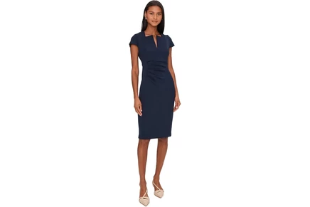 Платье Calvin Klein Cap Sleeve Asymmetrical Neck Crepe Sheath
