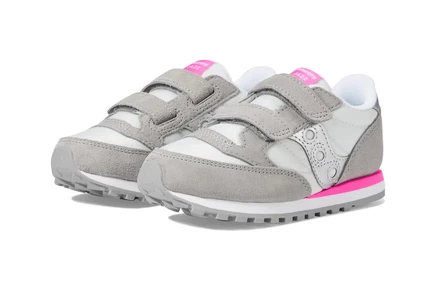 Детские кроссовки Saucony Originals Jazz на липучке, серо/серебристо/розовые