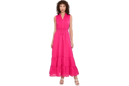 Платье Vince Camuto Tie Neck Smocked Waist Maxi
