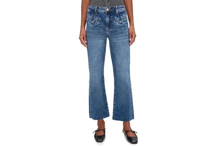 Джинсы KUT from the Kloth Kelsey High-Rise Ankle Flare Fake Welt Frt Pockets in Excitement