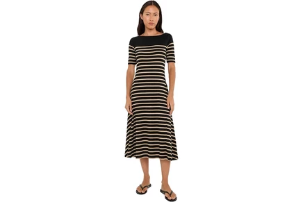 Платье Lauren Ralph Lauren Petite Breton-Stripe Cotton Ribbed Midi Dress