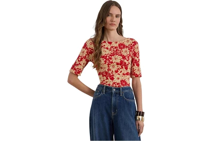 Женская футболка Lauren Ralph Lauren Boatneck, красная