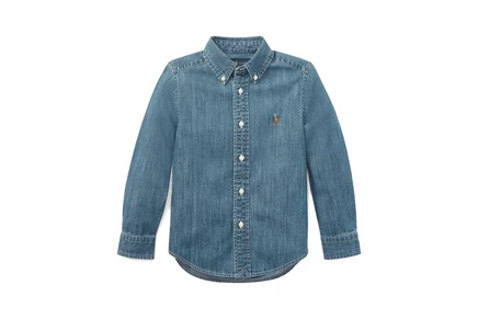 Детская рубашка Polo Ralph Lauren Kids из хлопка, темно-синяя