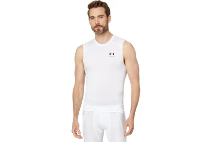 Мужская компрессионная майка Under Armour HeatGear, бело-черная