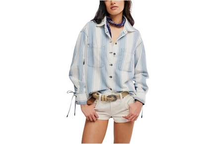 Женская рубашка Free People Crossroads Striped, индиго