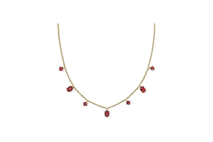 Унисекс колье Kendra Scott Cailin, золотистое с бордовым кристаллом