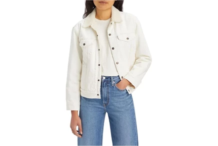 Levis Womens Ex-Boyfriend Sherpa Trucker great minds ecru