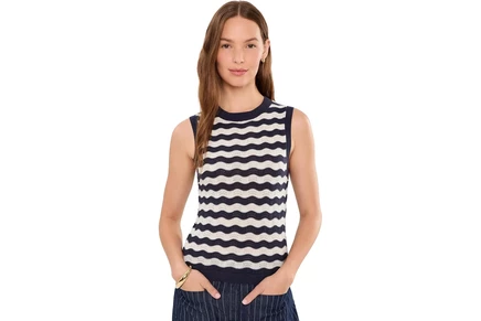 Sanctuary Everyday Chevron Knit Shells inkstorm/ dark opal stripe