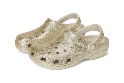 Унисекс сабо crocs kids classic с блеском, песочные