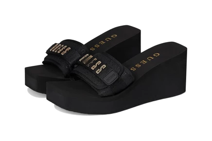 Женские босоножки Guess Dellean на танкетке, черные