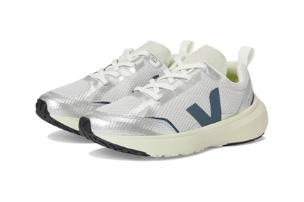 VEJA Kids Small Canary Light Alveomesh (Little Kid/Big Kid) light grey/california/silver