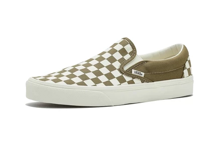 Мужские слипоны Vans Classic Slip-On, оливково-коричневая клетка