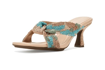 Anne Klein Knotted Heeled Sandal raffia multicol
