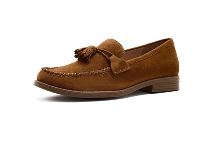 Женские лоферы Cole Haan Stassi Tassel, замшевые, табачные