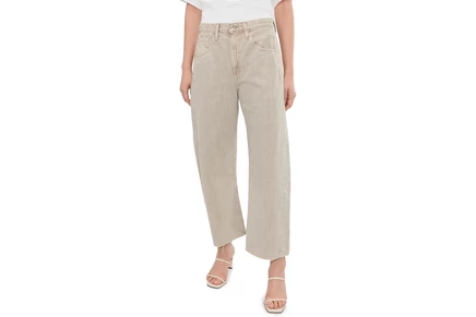 Брюки AG Jeans Hattie High-Rise Crop Barrel in Sulfur Light Taupe