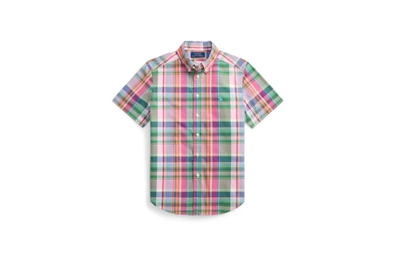 Детская рубашка Polo Ralph Lauren в клетку, розово-зеленая