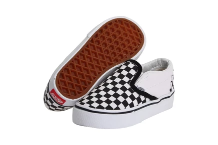 Vans Kids Classic Slip-On Core (Toddler) (checkerboard) black/true white fa11
