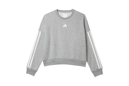 Женский свитшот adidas Kids 3-Stripes Crew Neck Heather Fleece Pullover (Big Kid)