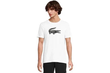 Мужская футболка Lacoste Ultra Dry Logo, бело-черная