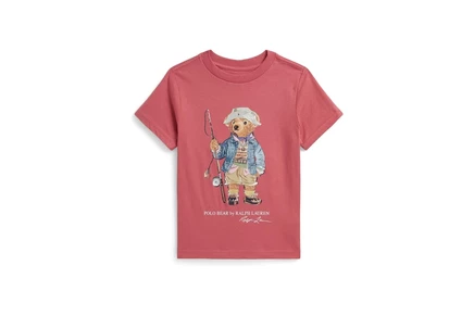 Детская футболка Polo Ralph Lauren с медвежонком, ягодная