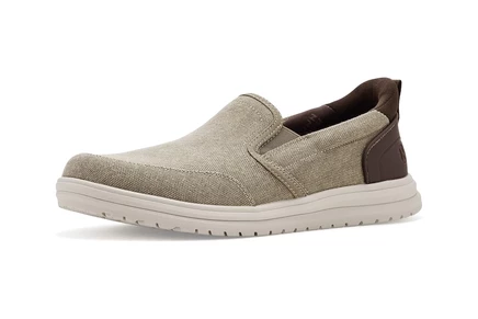 Nunn Bush Brew City Easy On and Off Moccasin Toe Hands Free Organic Canvas Slip-On Loafers beige